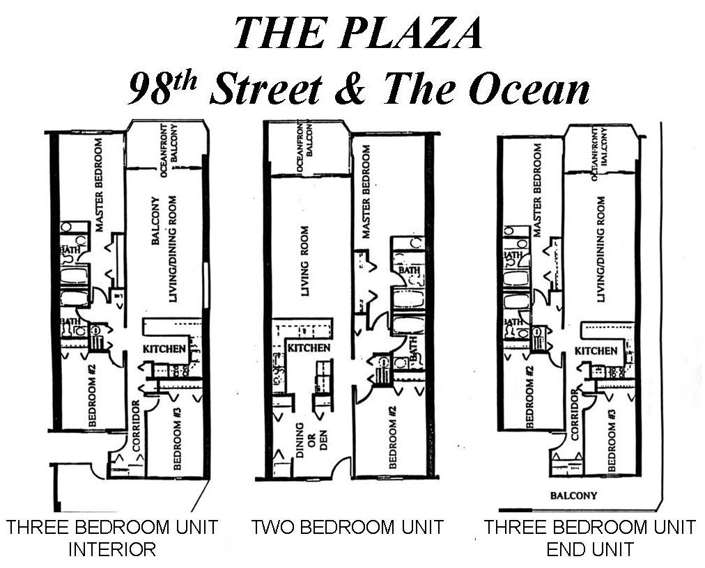 floor plan of three and two bedroom units